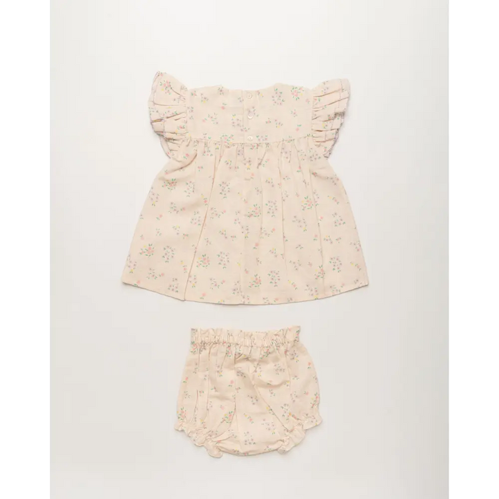 Early Sunday Sienna Baby Dress &amp; Bloomer Set - Painted Bouquet Print