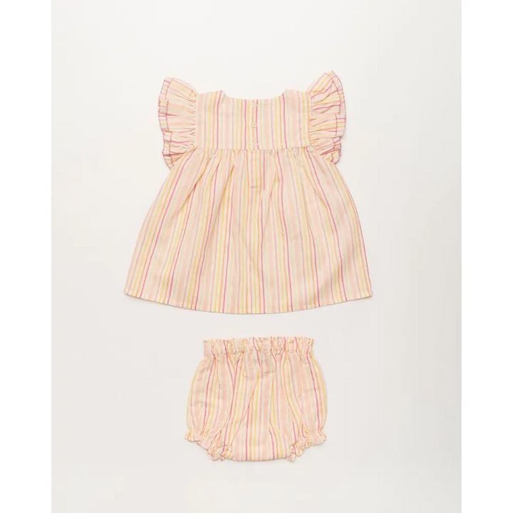 Early Sunday Sienna Baby Dress &amp; Bloomer Set - Pink Stripes