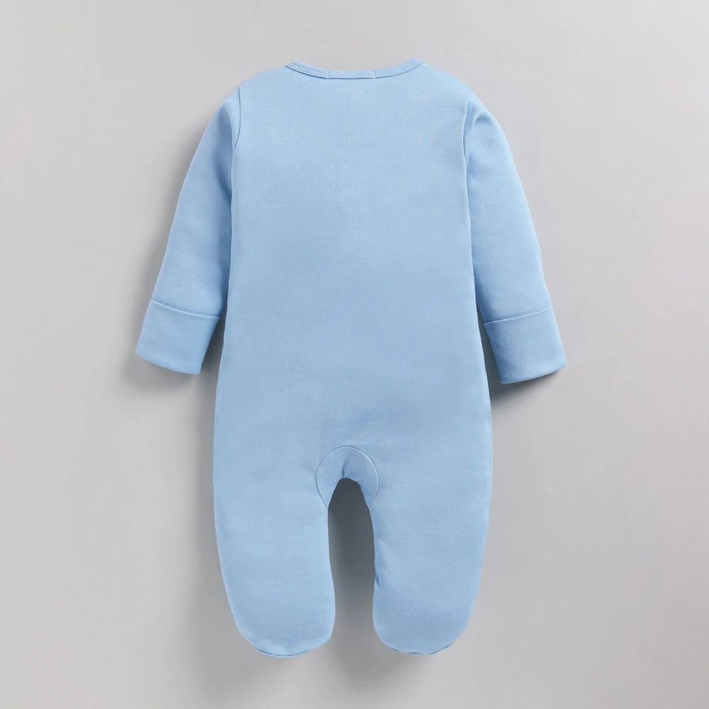 Cot &amp; Candy Baby Organic Footed Zipsuit - Baloon Print + Air Blue