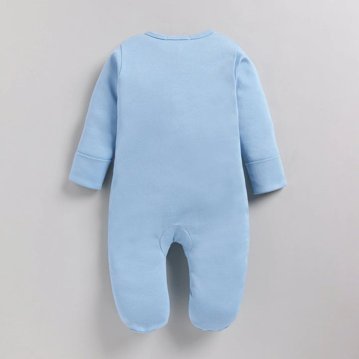 Cot &amp; Candy Baby Organic Footed Zipsuit - Baloon Print + Air Blue