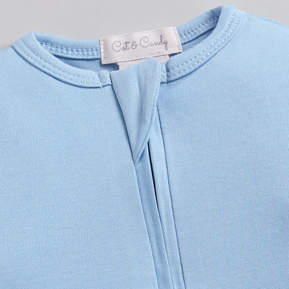 Cot &amp; Candy Baby Organic Footed Zipsuit - Baloon Print + Air Blue