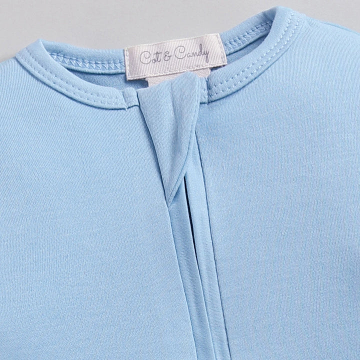 Cot &amp; Candy Baby Organic Footed Zipsuit - Baloon Print + Air Blue