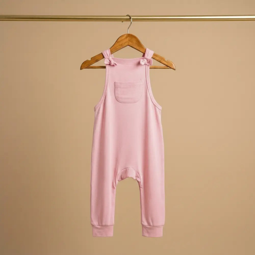 Bubz Bamboo Baby Dungaree - Adjustable Straps - Easy Diaper Change With Elasticated Waist - Cotton Candy Pink