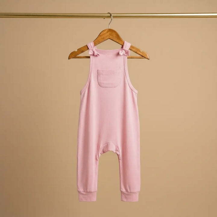 Bubz Bamboo Baby Dungaree - Adjustable Straps - Easy Diaper Change With Elasticated Waist - Cotton Candy Pink