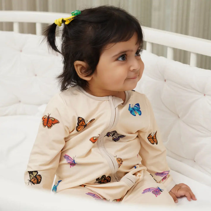 Bubz Bamboo Baby Zipsuit - Chasing Butterflies