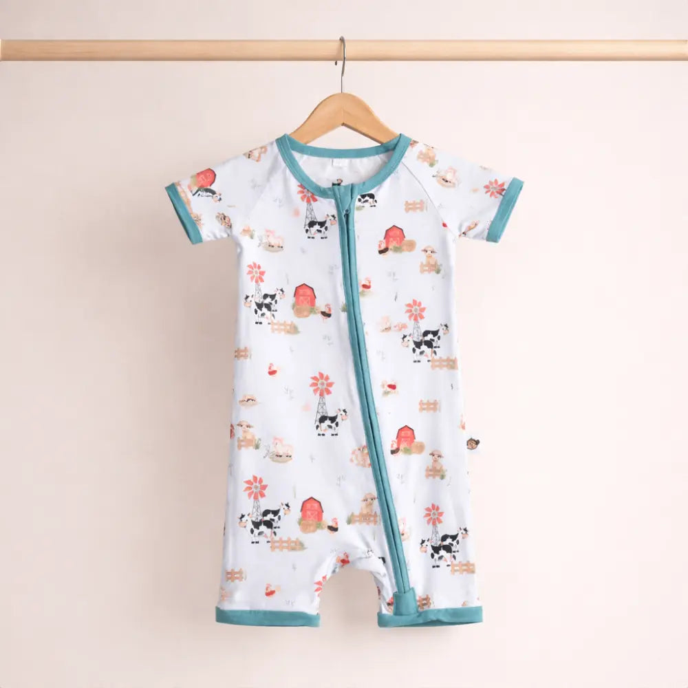 Bubz Bamboo Baby Romper - Soft Breathable Two-Way Zip - Barn