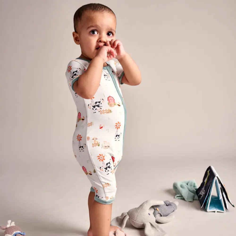 Bubz Bamboo Baby Romper - Soft Breathable Two-Way Zip - Barn