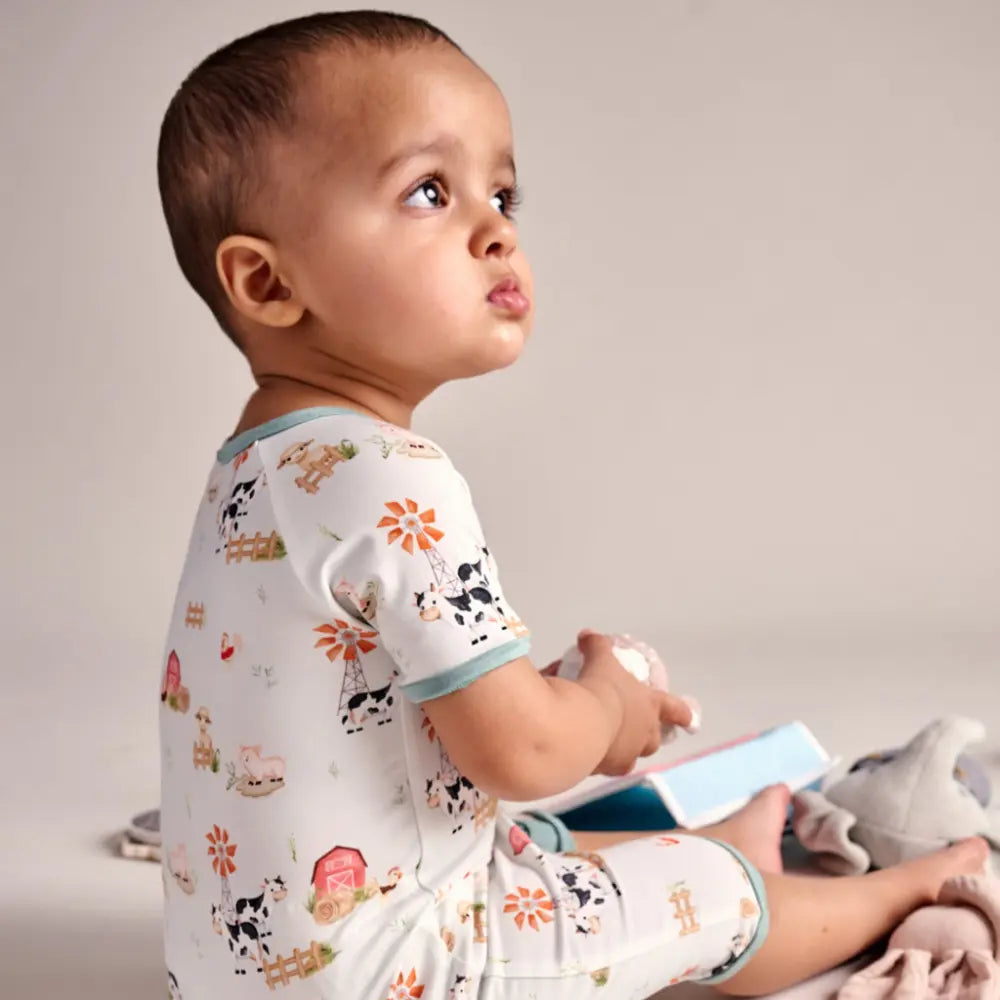 Bubz Bamboo Baby Romper - Soft Breathable Two-Way Zip - Barn