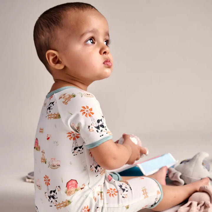 Bubz Bamboo Baby Romper - Soft Breathable Two-Way Zip - Barn