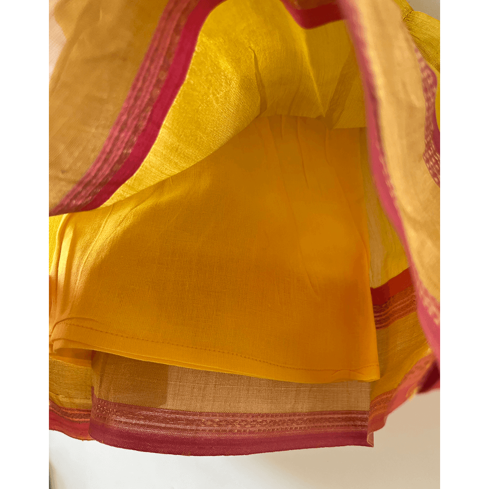 Love The World Today Basant Handwoven Cotton Silk Tiered Festive Infant Dress - Yellow