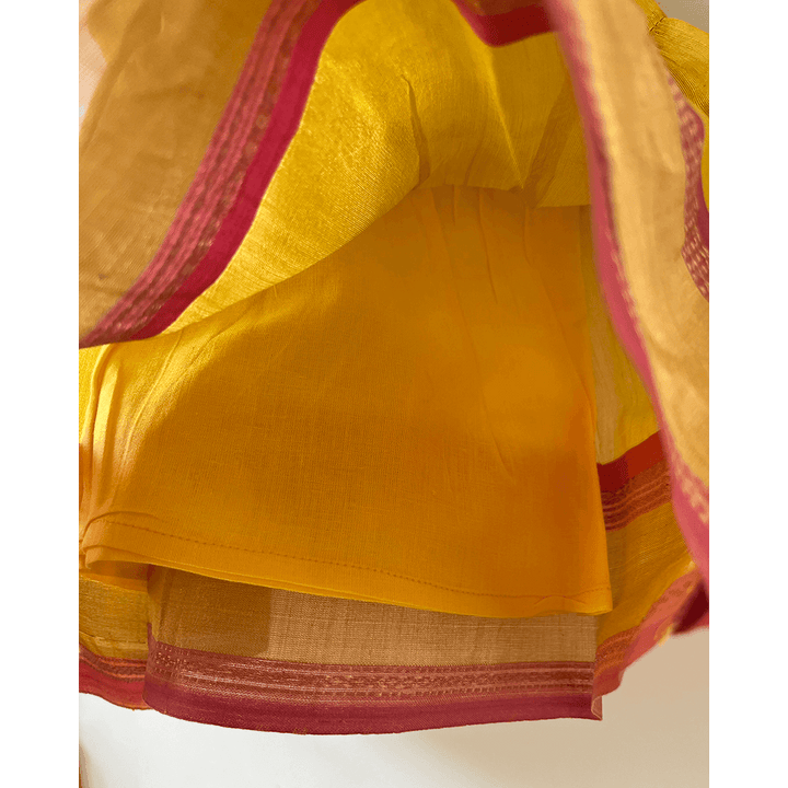 Love The World Today Basant Handwoven Cotton Silk Tiered Festive Infant Dress - Yellow