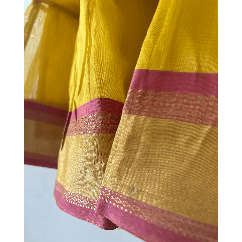 Love The World Today Basant Handwoven Cotton Silk Tiered Festive Infant Dress - Yellow