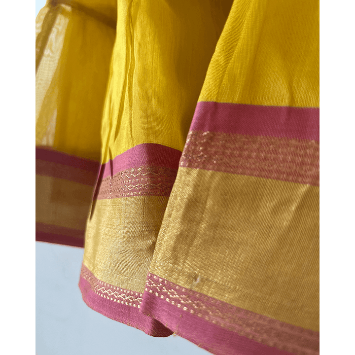 Love The World Today Basant Handwoven Cotton Silk Tiered Festive Infant Dress - Yellow