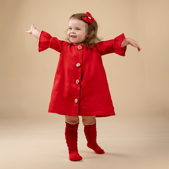 PureCloth.Co Christmas Wonderland Red A-Line Dress