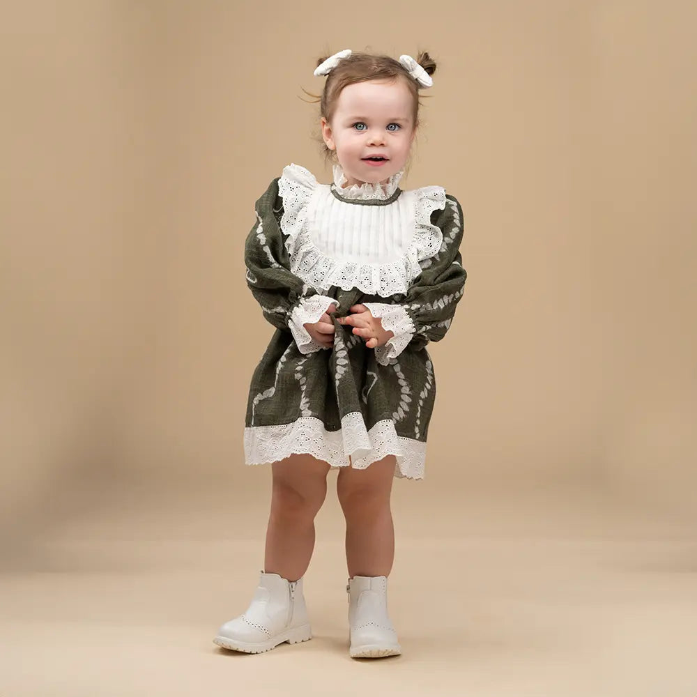 PureCloth.Co Green Victorian Dress| Winter Partywear | Cotton