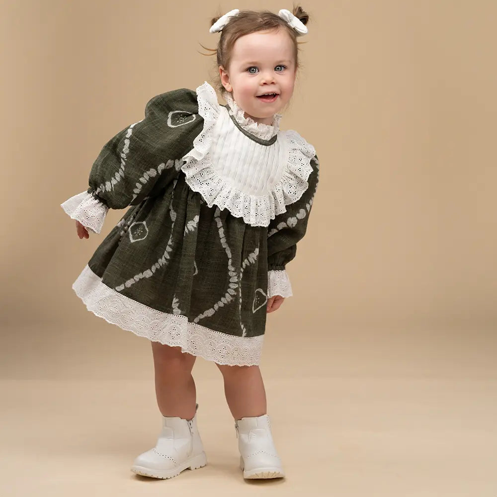 PureCloth.Co Green Victorian Dress| Winter Partywear | Cotton