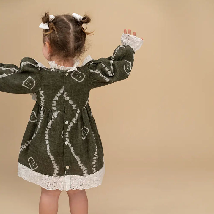 PureCloth.Co Green Victorian Dress| Winter Partywear | Cotton