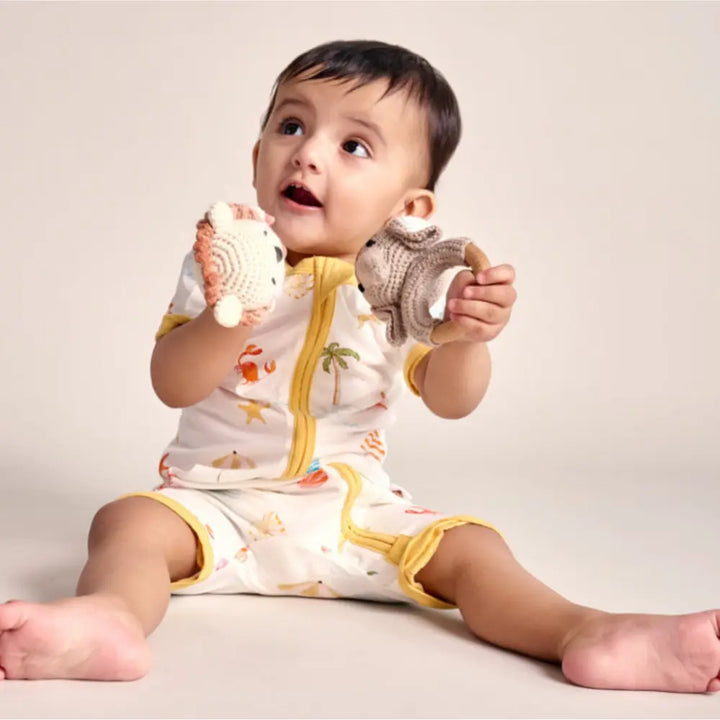 Bubz Bamboo Baby Romper - Soft Breathable Two-Way Zip - Beach