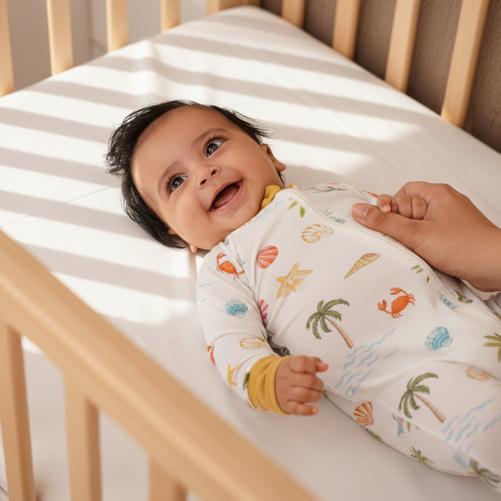 Bubz Bamboo Baby Zipsuit - Two-way zip sleepsuit - Beach