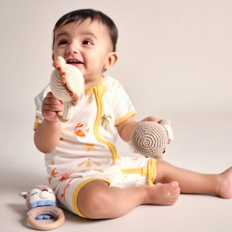 Bubz Bamboo Baby Romper - Soft Breathable Two-Way Zip - Beach