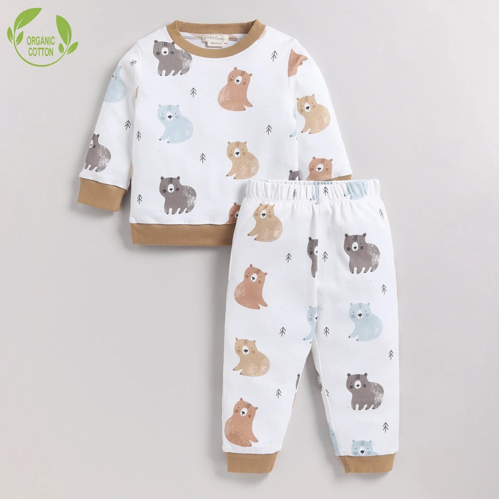 Cot &amp; Candy Baby Organic Crew Neck PJ set - Amber Woodland