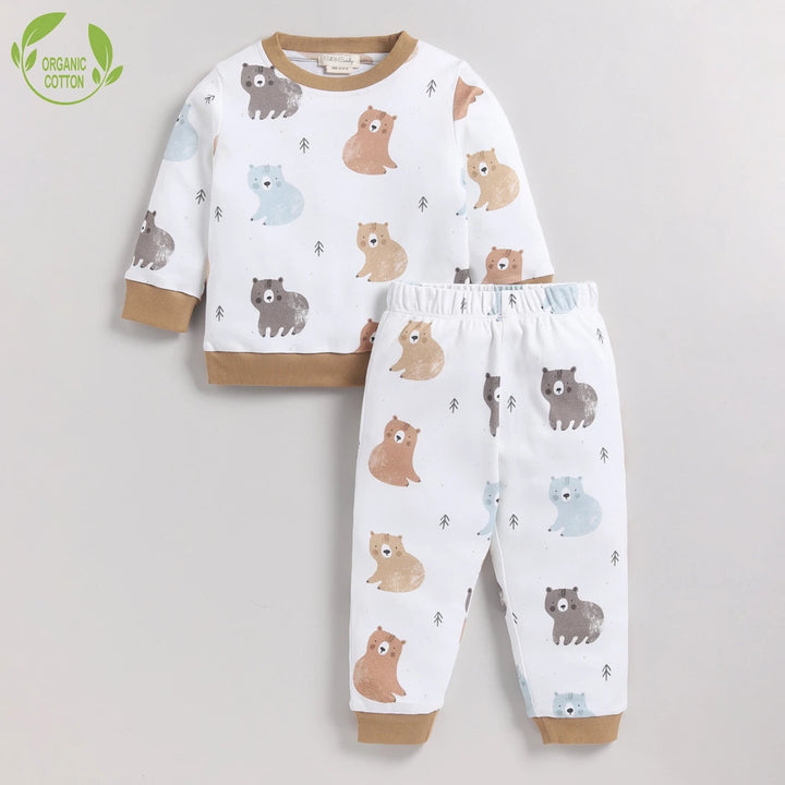 Cot &amp; Candy Baby Organic Crew Neck PJ set - Amber Woodland