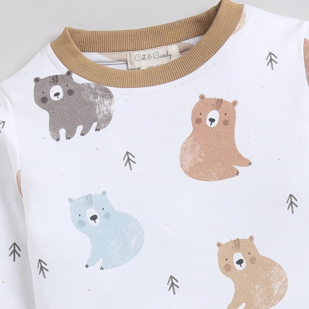Cot &amp; Candy Baby Organic Crew Neck PJ set - Amber Woodland