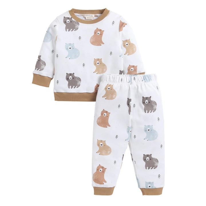 Cot &amp; Candy Baby Organic Crew Neck PJ set - Amber Woodland