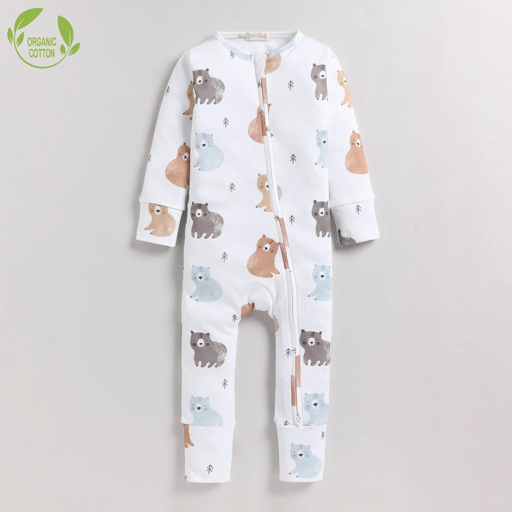 Cot &amp; Candy Baby Organic Convertible Zipsuit - Amber Woodland