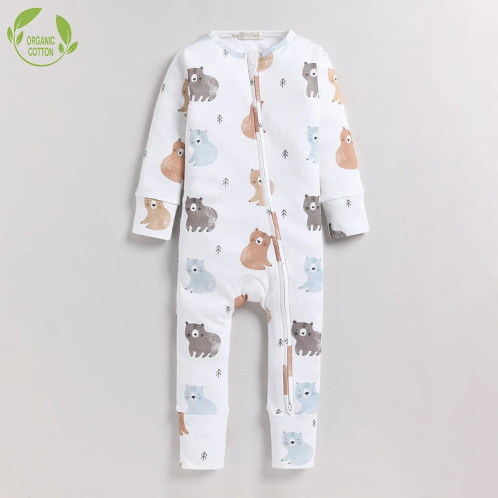 Cot &amp; Candy Baby Organic Convertible Zipsuit - Amber Woodland