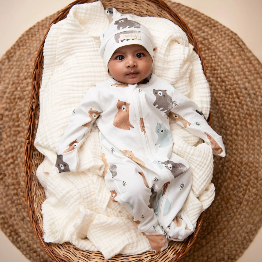 Cot & Candy Baby Organic Convertible Zipsuit - Amber Woodland