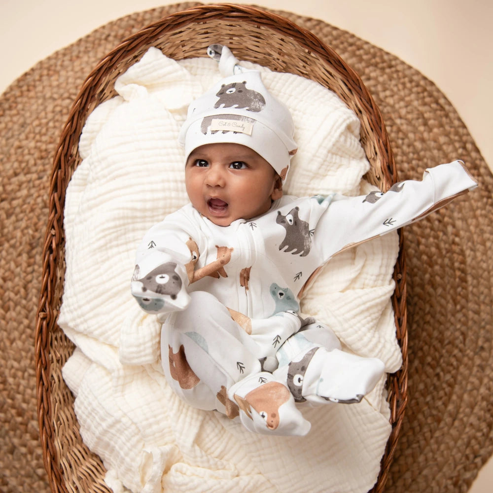 Cot &amp; Candy Baby Organic Convertible Zipsuit - Amber Woodland