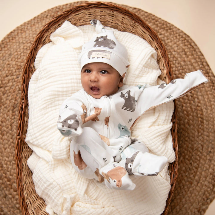 Cot &amp; Candy Baby Organic Convertible Zipsuit - Amber Woodland