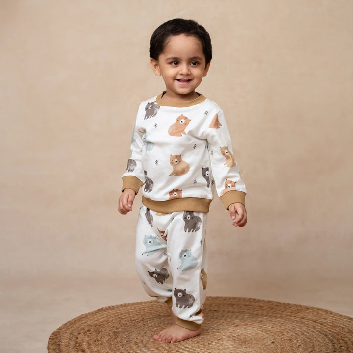 Cot &amp; Candy Baby Organic Crew Neck PJ set - Amber Woodland