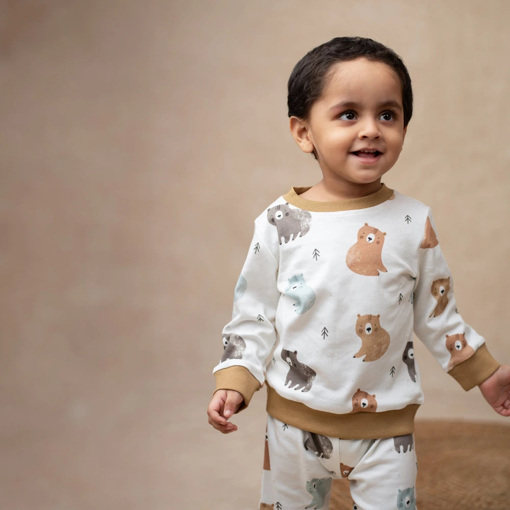 Cot &amp; Candy Baby Organic Crew Neck PJ set - Amber Woodland