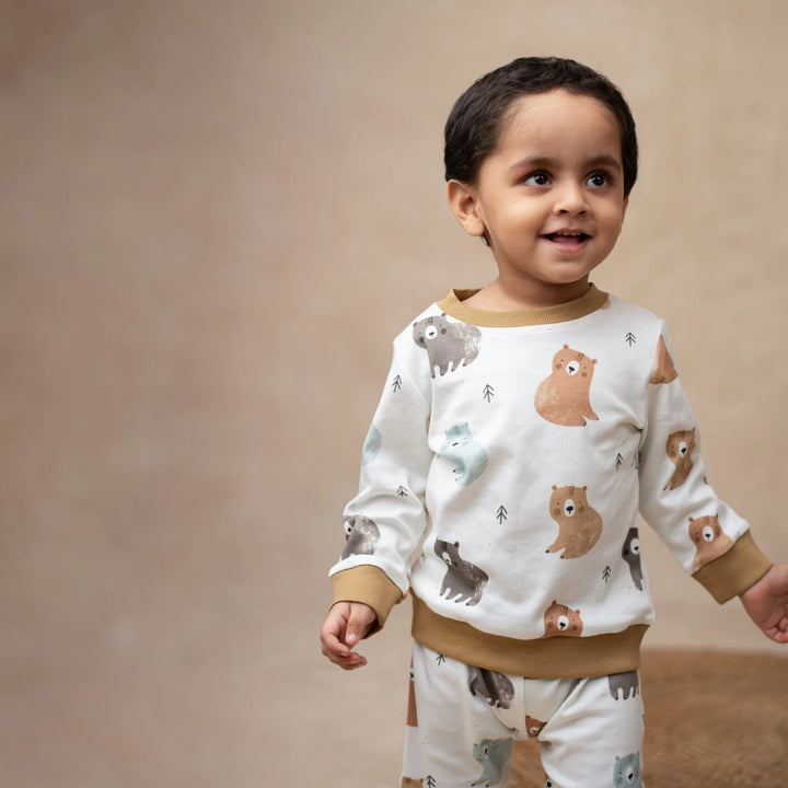 Cot &amp; Candy Baby Organic Crew Neck PJ set - Amber Woodland