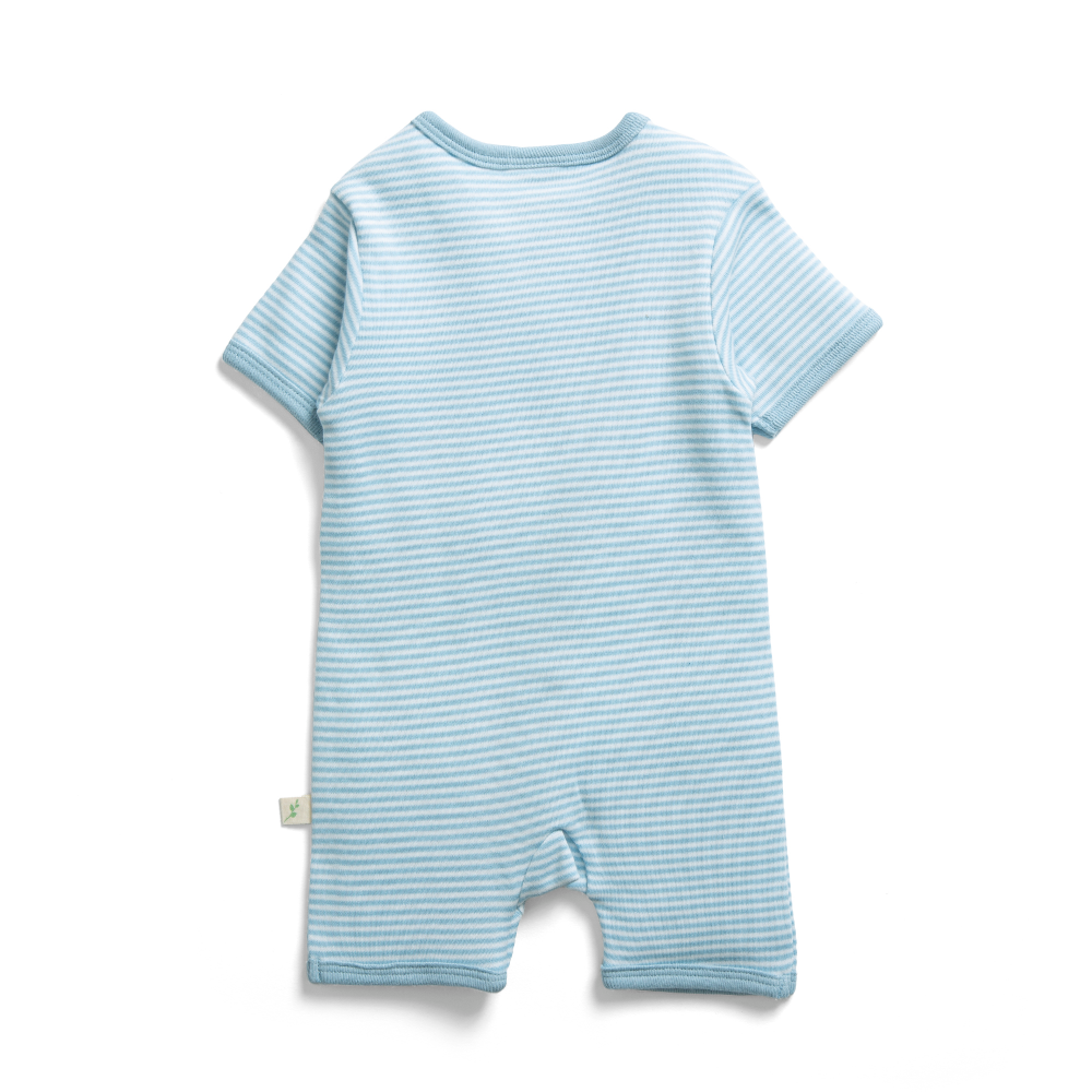 Tiny Twig Short Sleeve Zipsuit - Blue Stripes