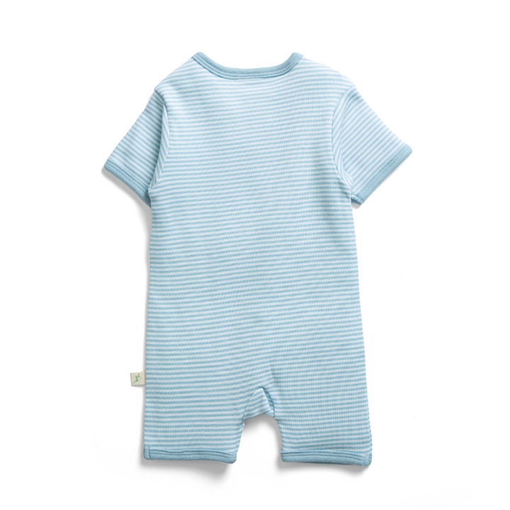 Tiny Twig Short Sleeve Zipsuit - Blue Stripes
