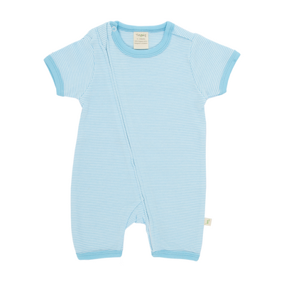 Tiny Twig Short Sleeve Zipsuit - Blue Stripes