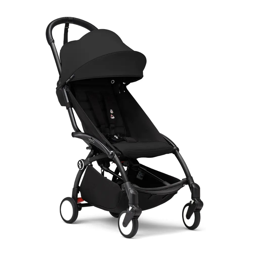 Stokke YOYO3 Stroller | Lightweight Compact Travel Stroller for Babies | Cabin Friendly &amp; Foldable | UPF 50+ Sun Protection | 5 Point Safety Harness | Award Winning Design | YOYO Stroller India | 6 Months to 4 Years - Black/Black