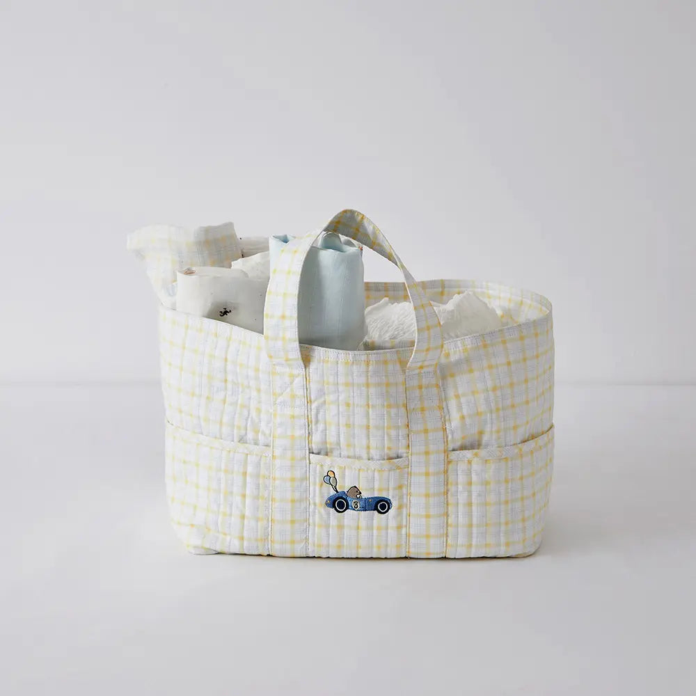 Annasimona Kids Diaper Caddy - Blue &amp; Yellow Checks