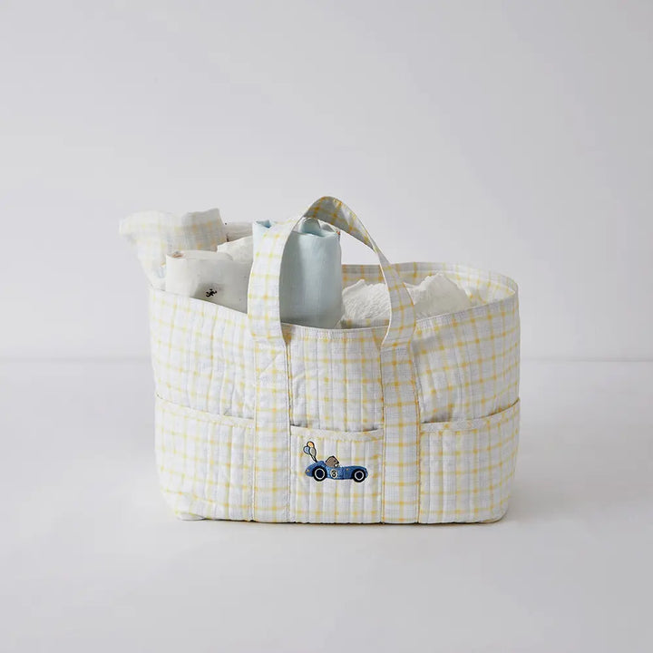Annasimona Kids Diaper Caddy - Blue &amp; Yellow Checks