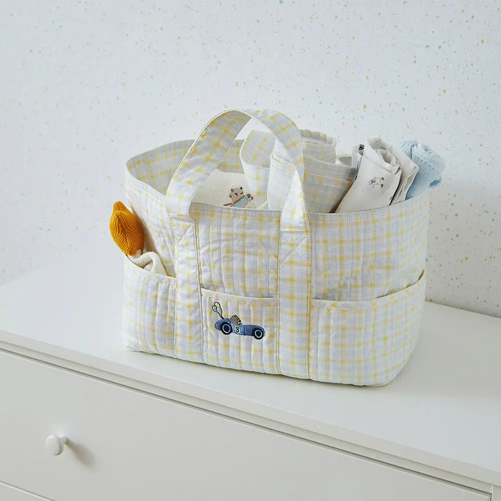 Annasimona Kids Diaper Caddy - Blue &amp; Yellow Checks