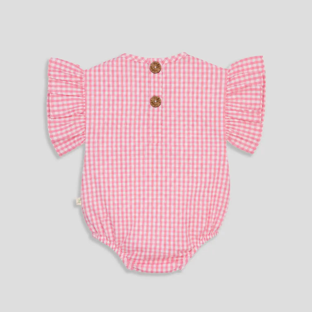 Tiny Twig Berry Gingham Bodysuit Frill Sleeve