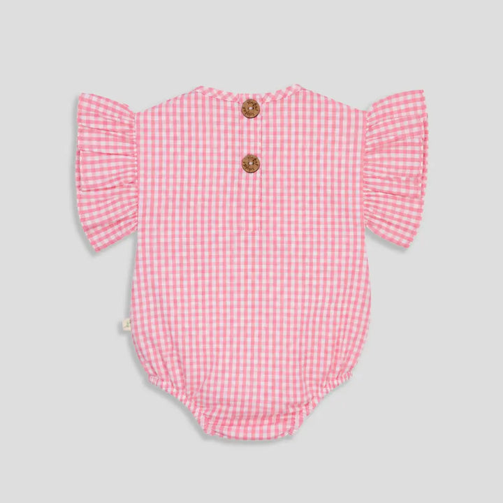Tiny Twig Berry Gingham Bodysuit Frill Sleeve