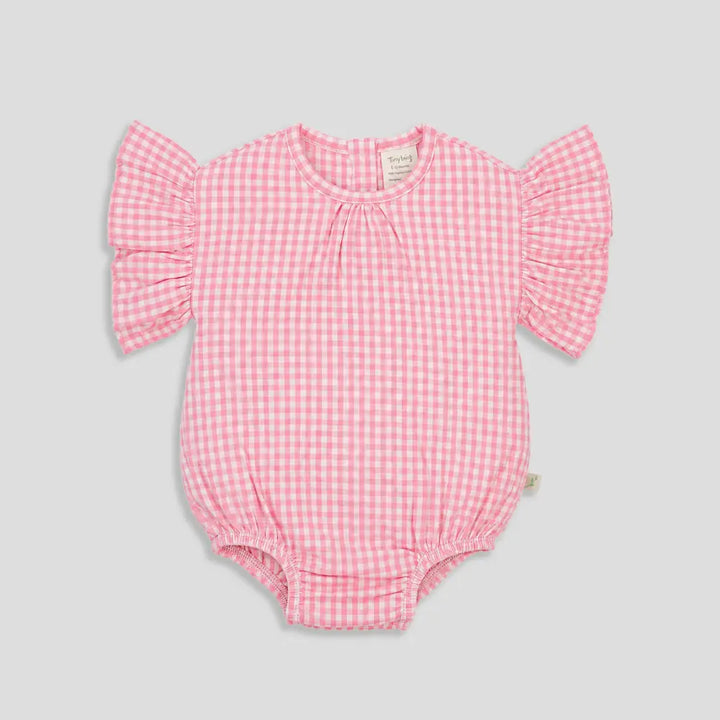 Tiny Twig Berry Gingham Bodysuit Frill Sleeve