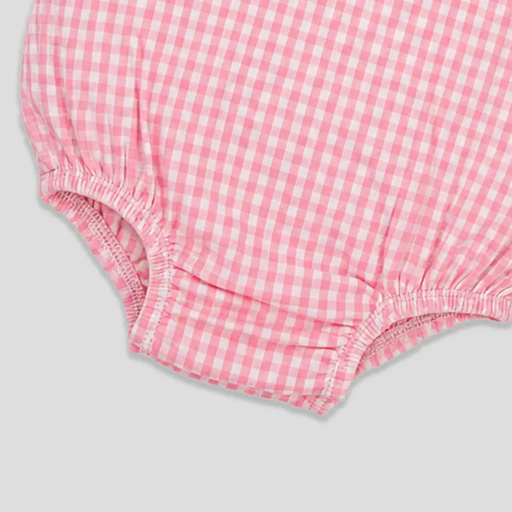 Tiny Twig Berry Gingham Bodysuit Frill Sleeve