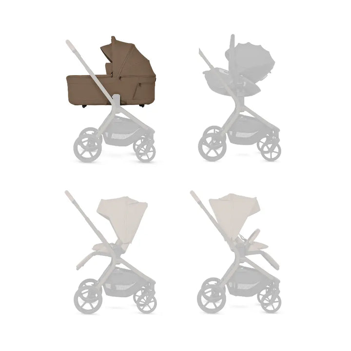 Silver Cross Breez Reversible Carry Cot Flat Recline|Height Adjustable Seat|Easy Fold|Rain Cover |0 to 6MY |Upto 9Kg - Maple