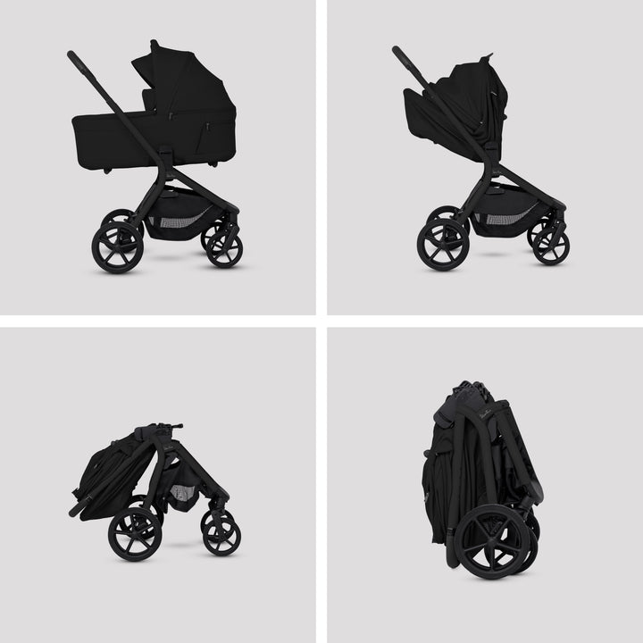 Silver Cross Breez Reversible Carry Cot Flat Recline|Height Adjustable Seat|Easy Fold|Rain Cover |0 to 6MY |Upto 9Kg - Onyx