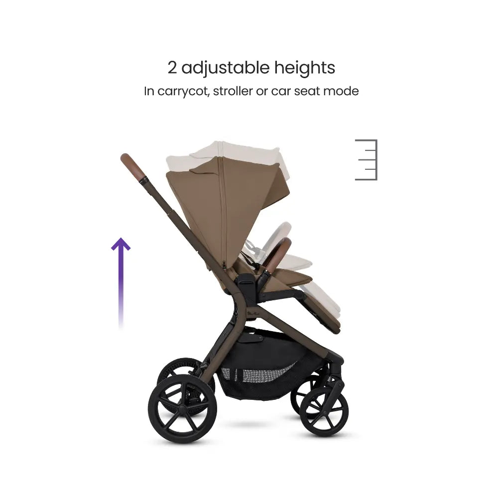 Silver Cross Breez Reversible Seat Stroller with Flat Recline|Height Adjustable Seat|All Terrain - All Wheel Suspension|One Hand Fold|Rain Cover|0 to 4Y |Upto 22Kg - Maple